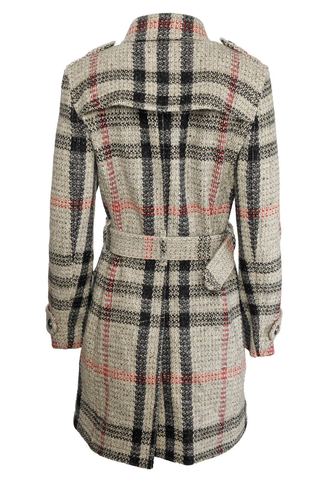 Burberry Brit Size 6 Double Breasted Knit Check Wool Coat