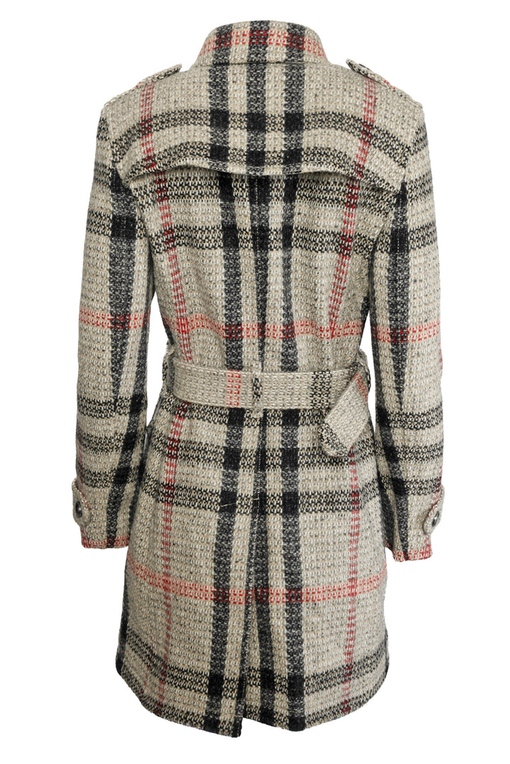 Burberry Brit Size 6 Double Breasted Knit Check Wool Coat
