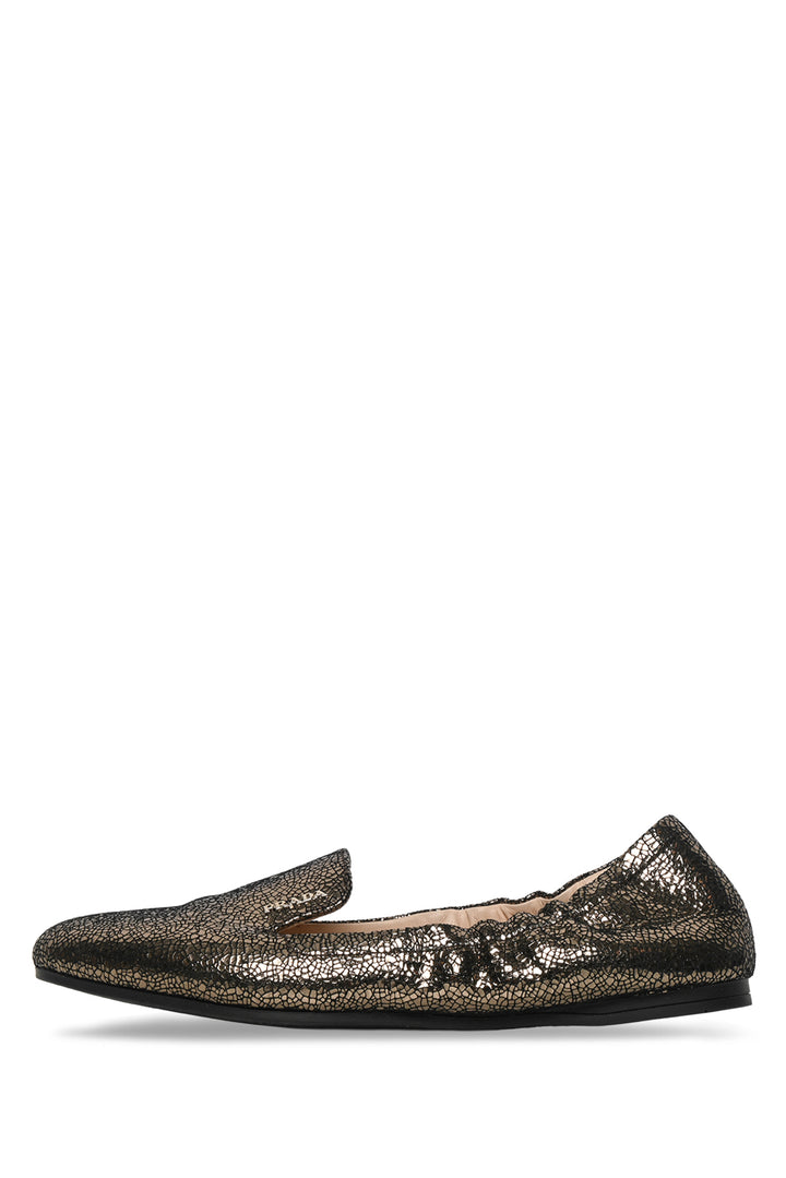 Prada Size 36 Crackle Finish Metallic Leather Flats