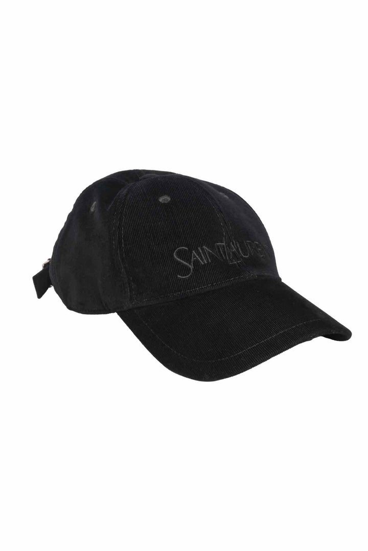 Saint Laurent Logo-Embroidered Cordurory Baseball Cap Hat