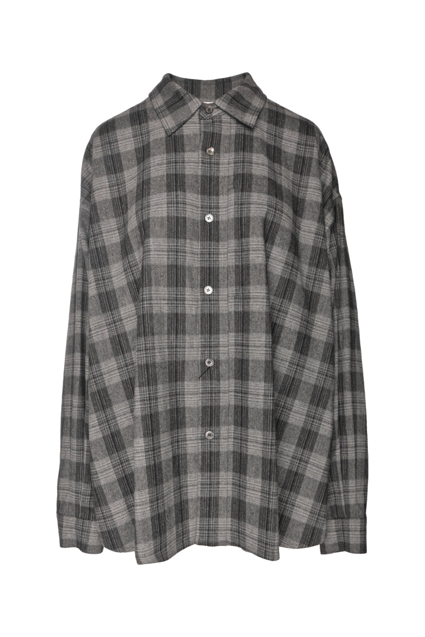 Wooyoungmi Size 46 Men's Plaid Oversize Shirt Long Sleeve