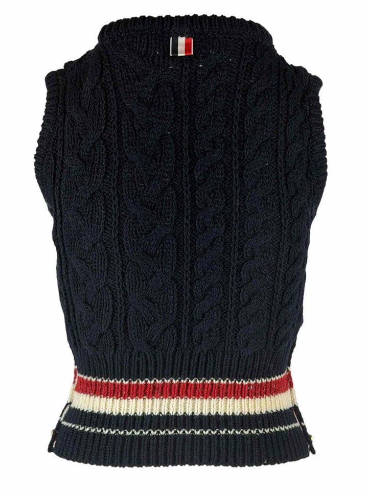 Thom Browne Size 38 Cableknit Wool & Mohair Blend Sweatervest
