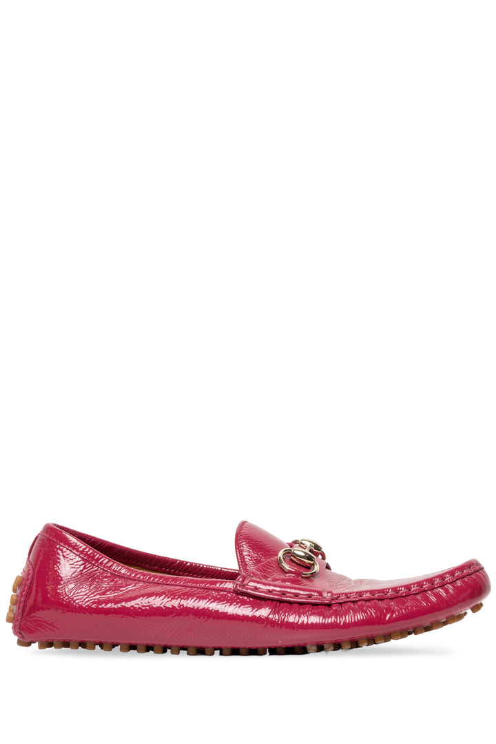 Gucci Size 37.5 Glossy Horsebit Driving Loafers