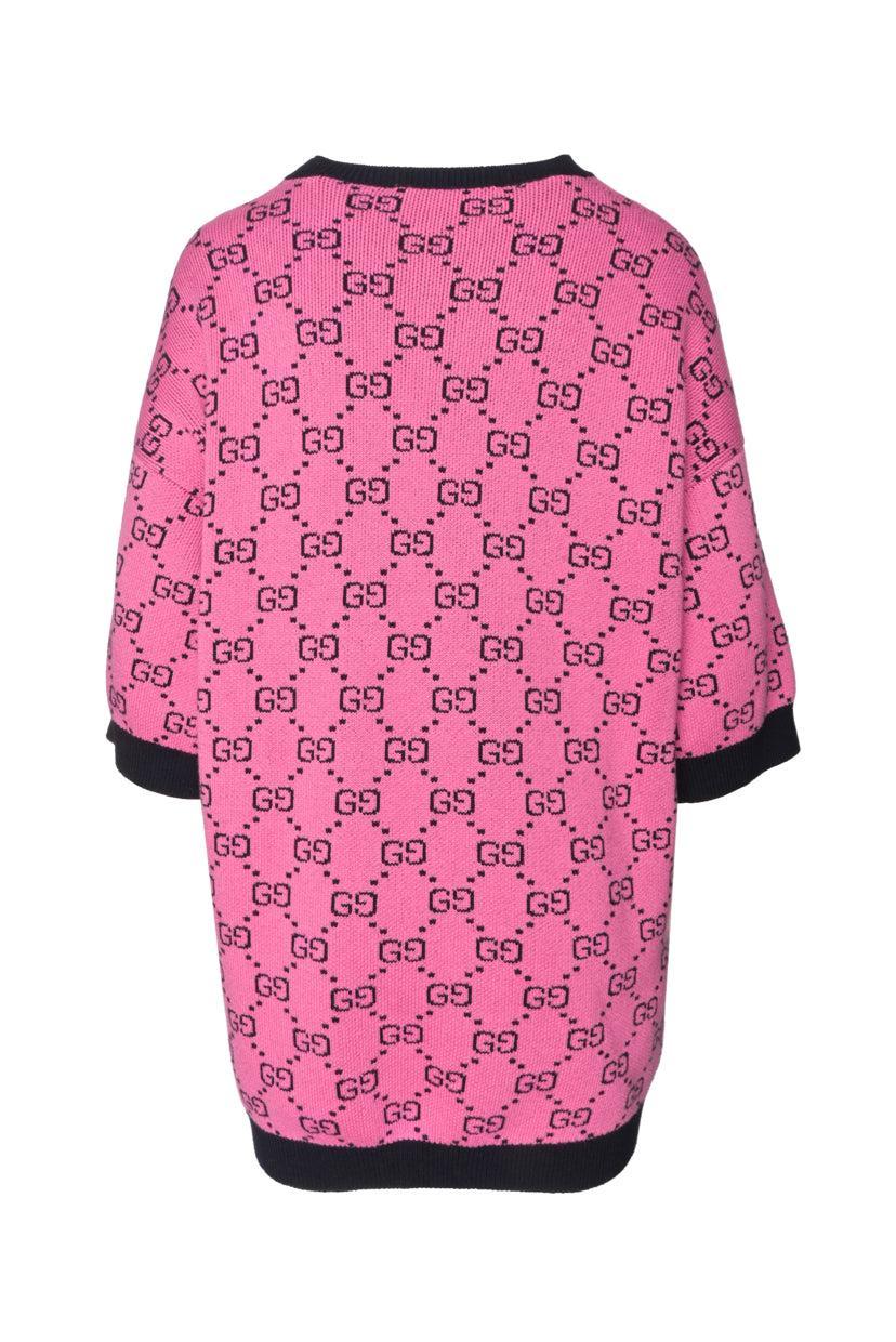 Gucci Size M Men's Oversized GG Short Sleeve Knit Sweater