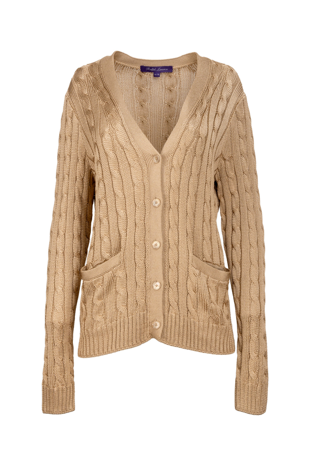 Ralph Lauren Size XL Cable Knit Silk Cardigan