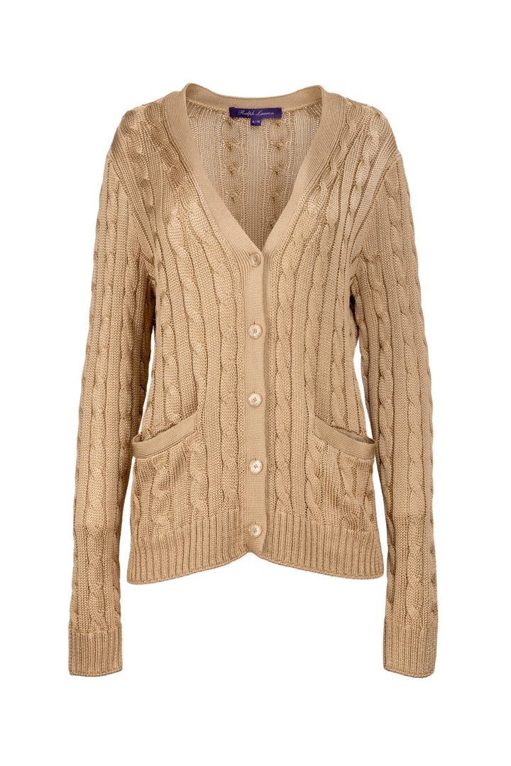 Ralph Lauren Size XL Cable Knit Silk Cardigan