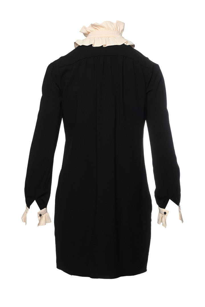 Saint Laurent Size 36 2016 Ruffle Neck Long Sleeve Mini Dress