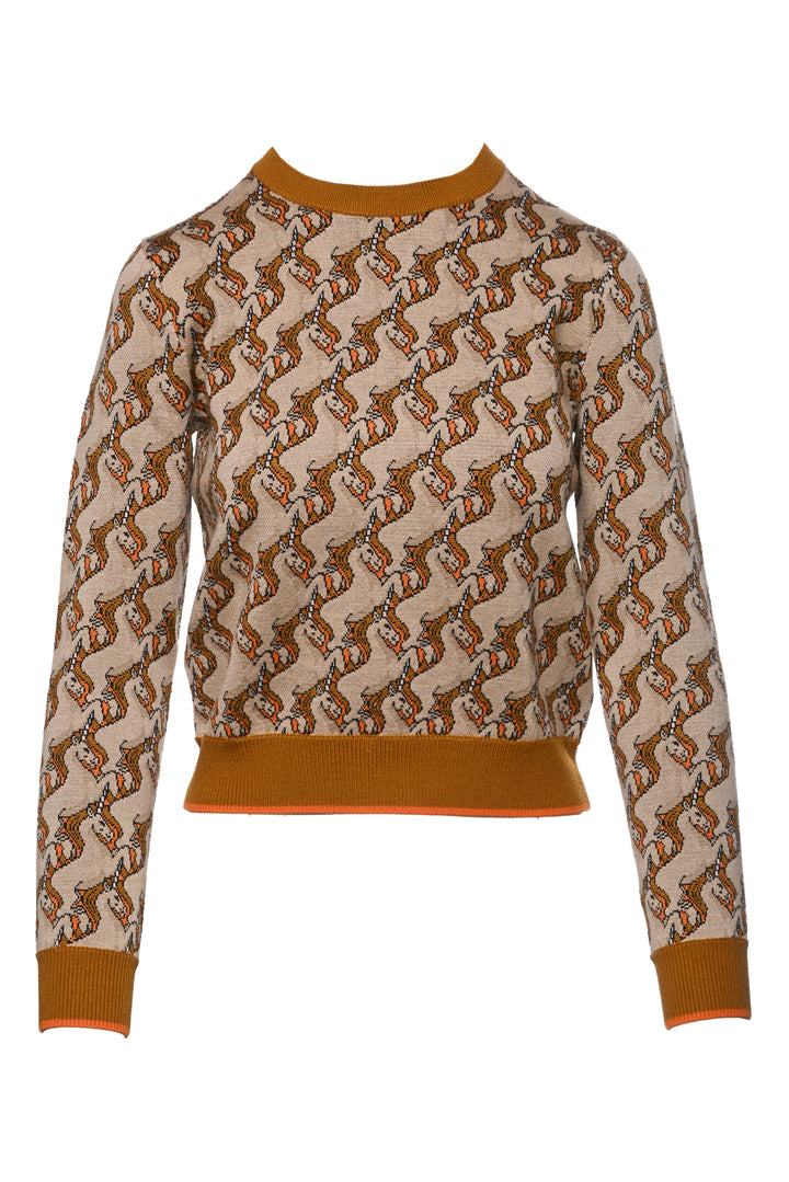 Burberry Size XS Unicorn Merino Wool Blend Jacquard Sweater