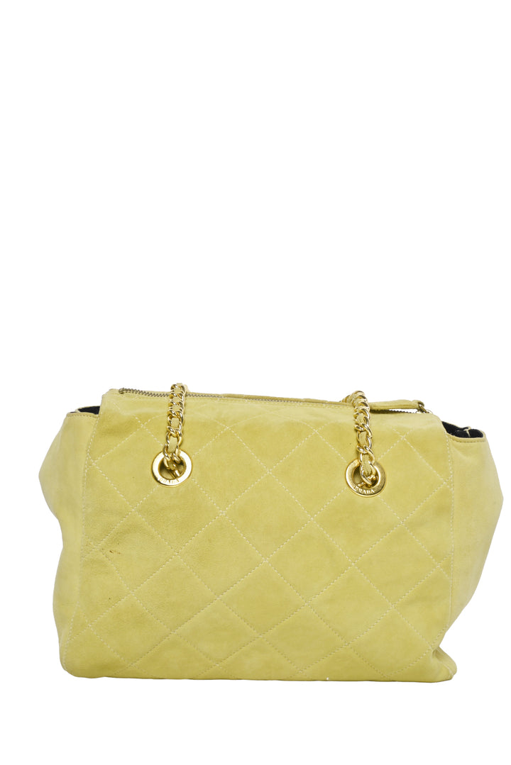 Prada Vintage Diamond Quilted Suede Chain Tote