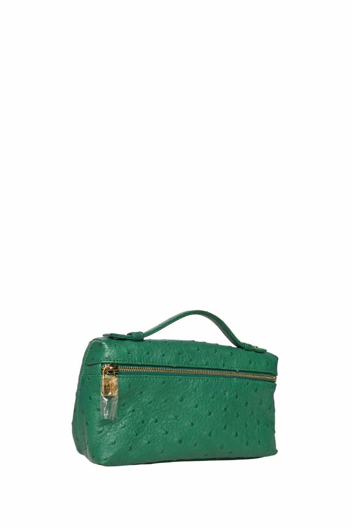 Loro Piana L19 Ostrich Leather Top Handle Pouch Purse