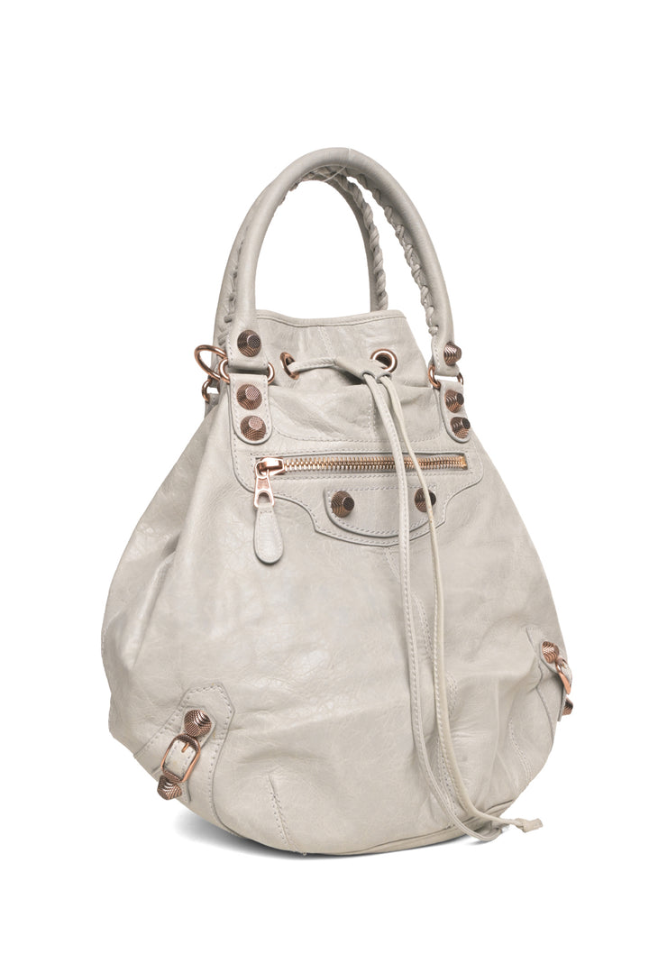 Balenciaga Leather Giant Silver PomPon Bag