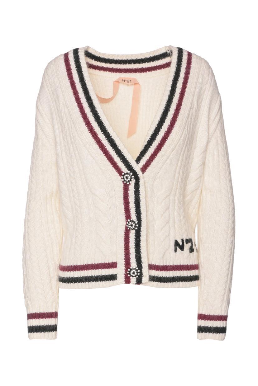 No. 21 Size 36 Striped Mohair Blend Cardigan