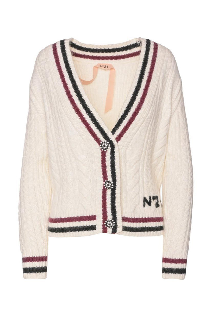No. 21 Size 36 Striped Mohair Blend Cardigan