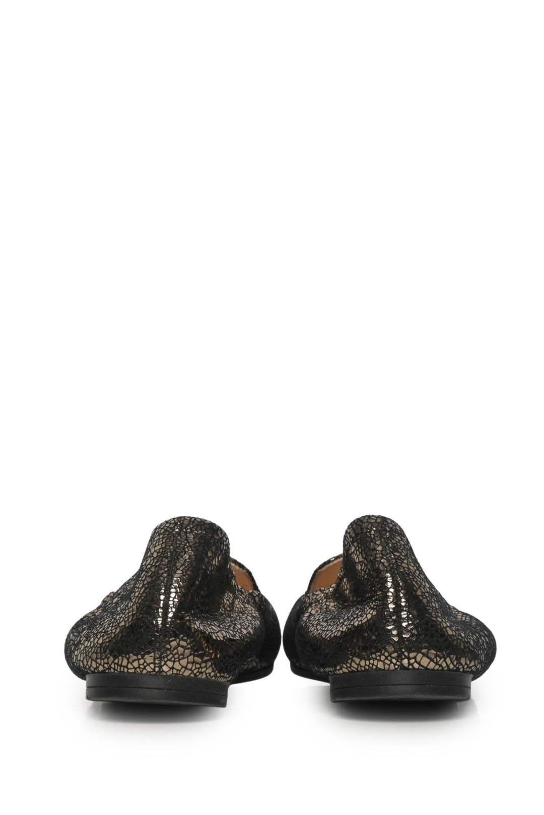 Prada Size 36 Crackle Finish Metallic Leather Flats