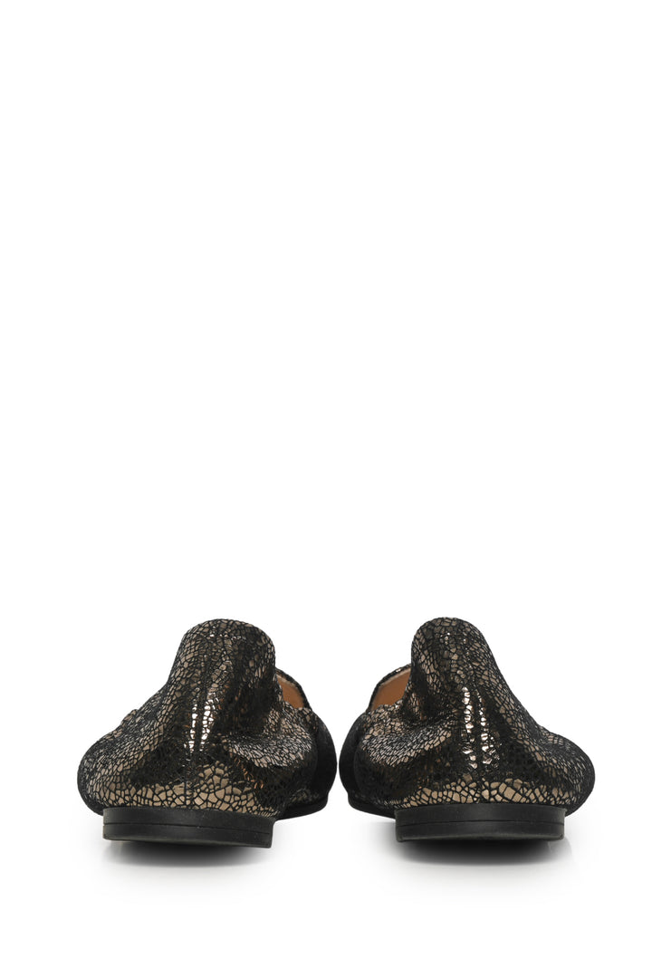 Prada Size 36 Crackle Finish Metallic Leather Flats