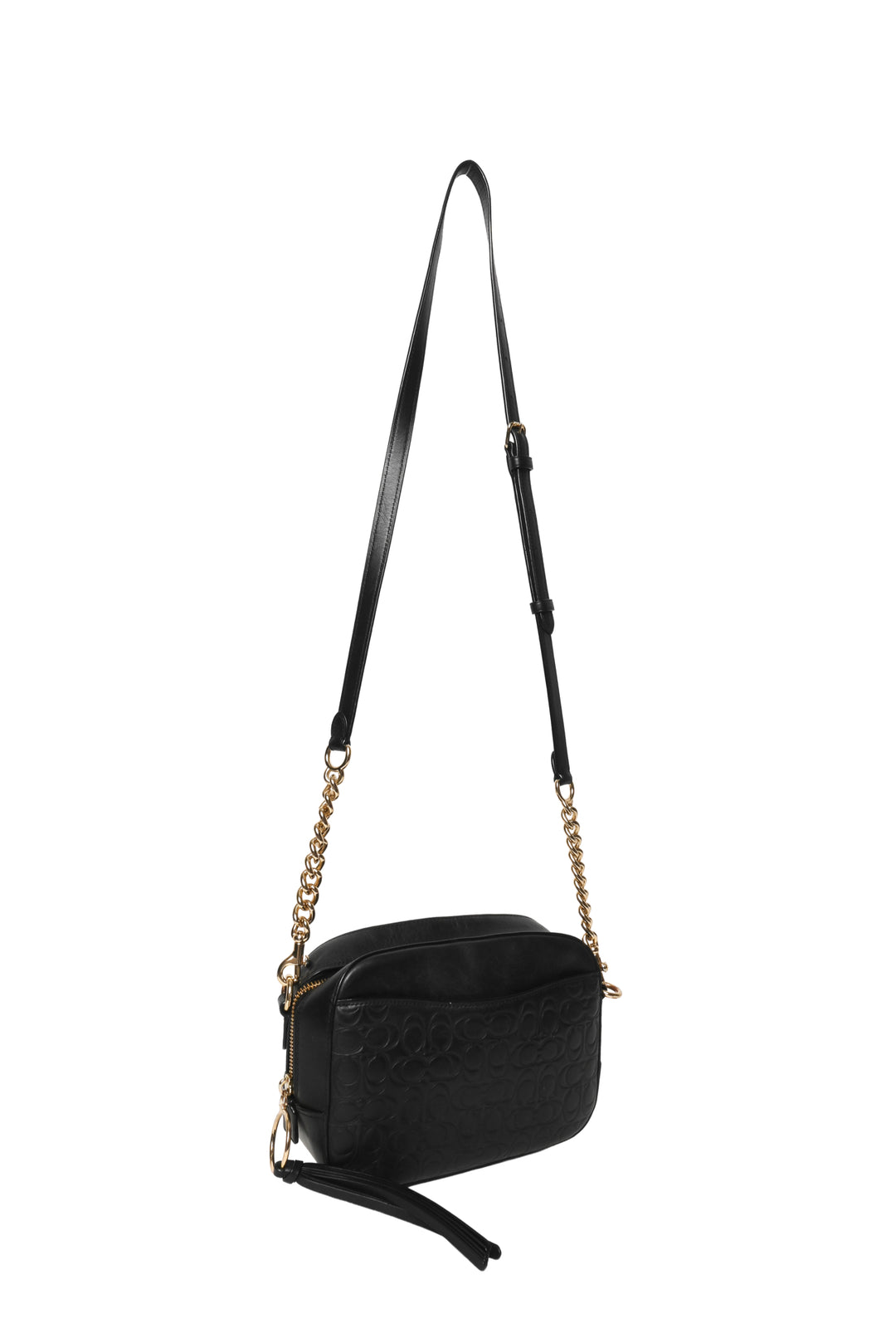 Coach Signature Embossed Leather Camera Bag Crossbody