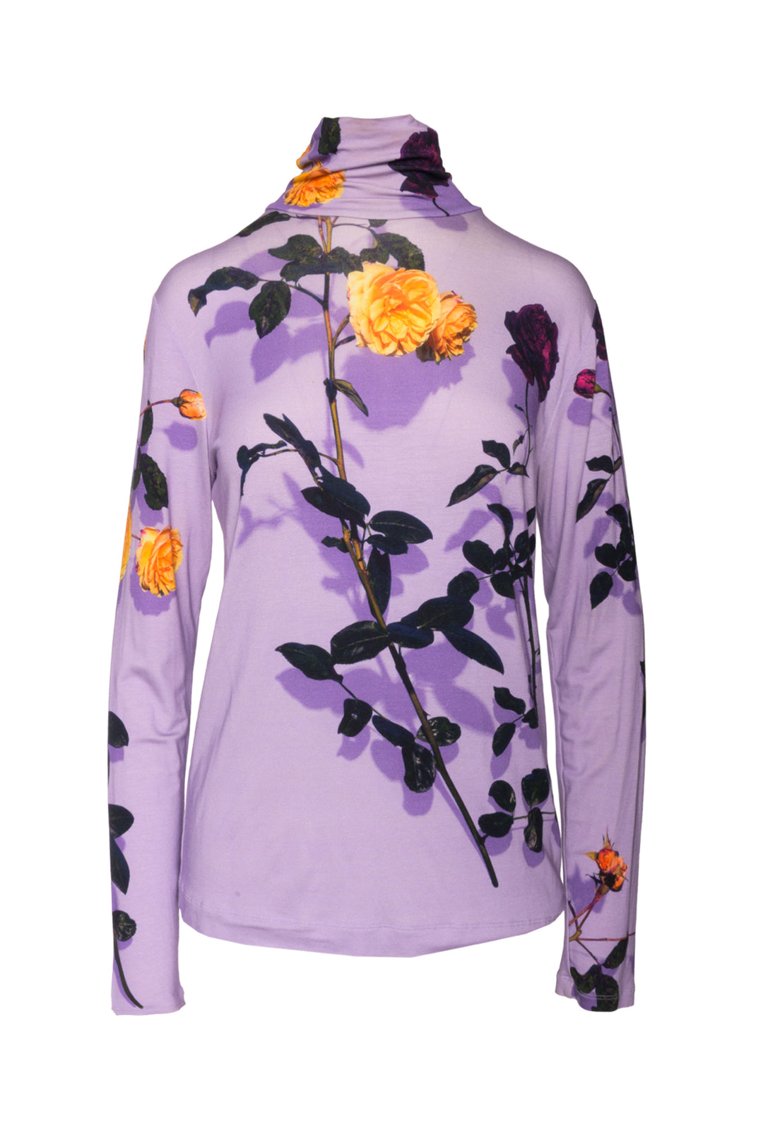Dries Van Noten Size L Turtleneck Floral Long Sleeve Top
