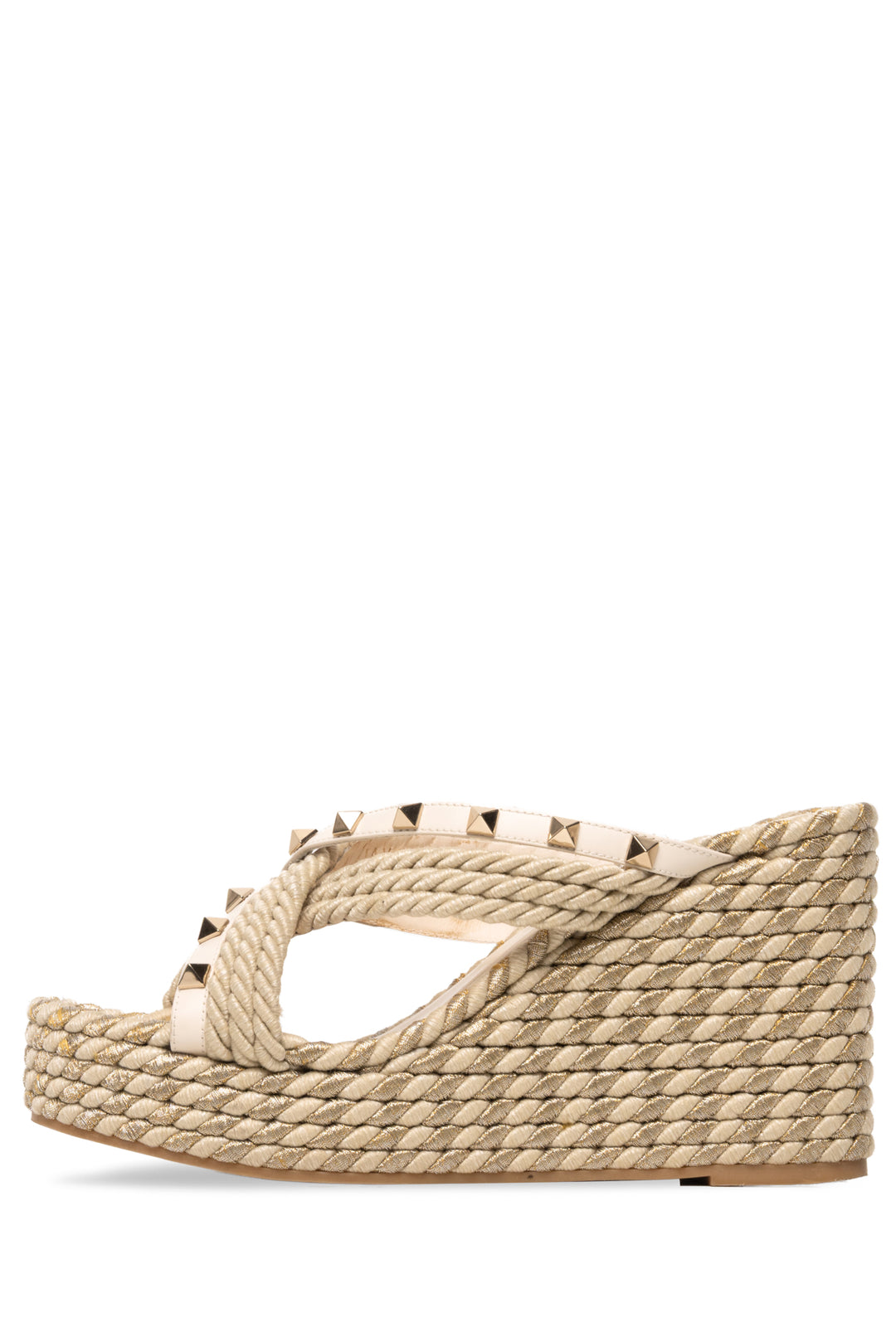 Valentino Size 38 Rockstud Torchon Wedge Sandals