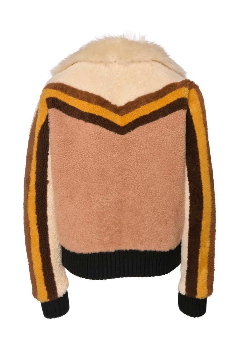 Coach Size 8 Shearling Striped Jacket