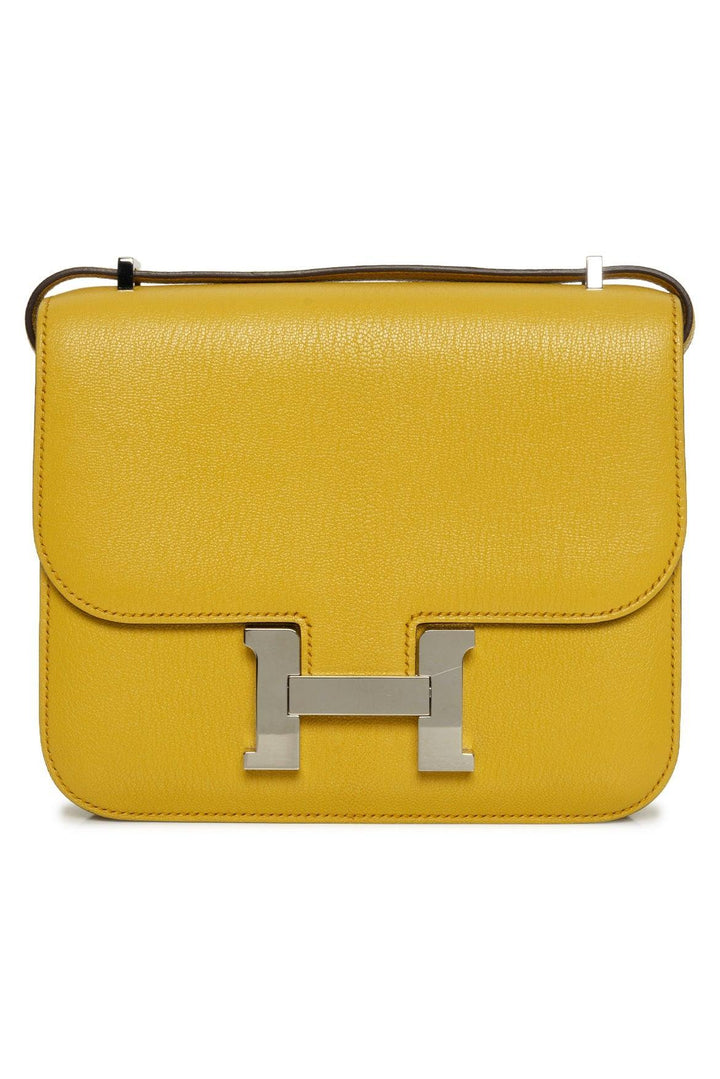 Hermes 2023 Soleil Yellow Chevre Mysore Mini Constance 18 Crossbody