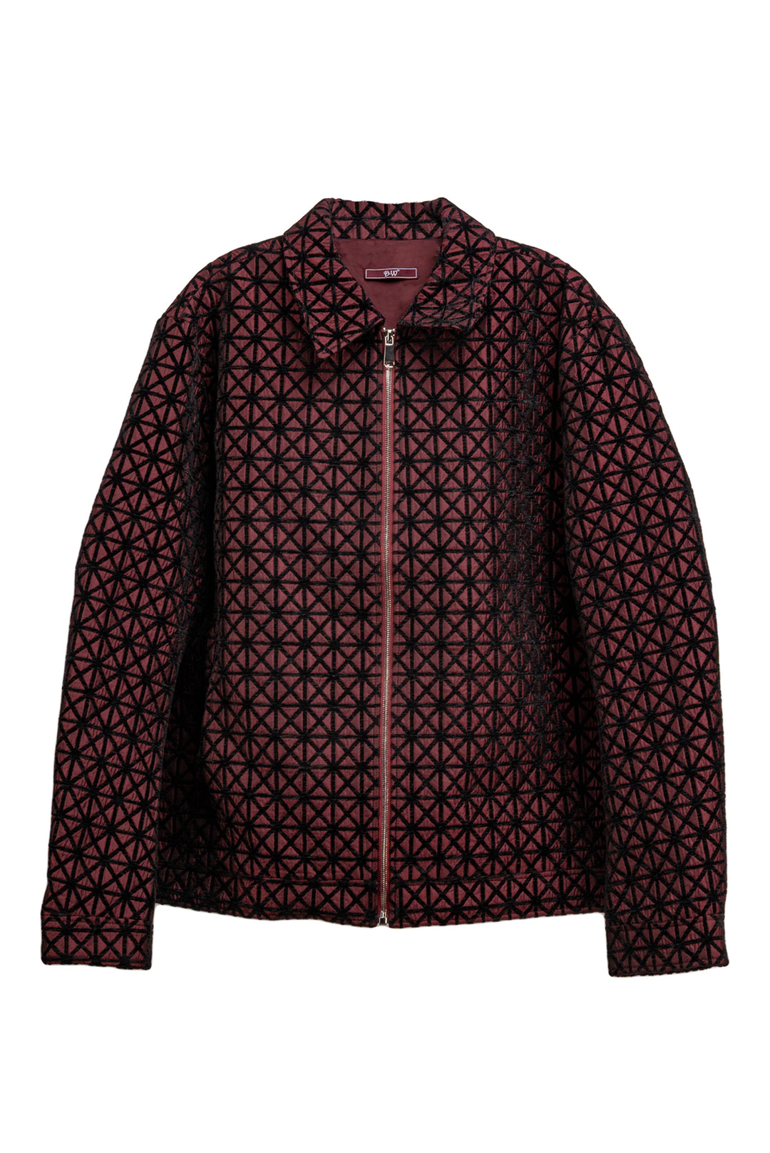 David Wej Size 48 Men's Kensington Velvet Jacquard Aviator Jacket