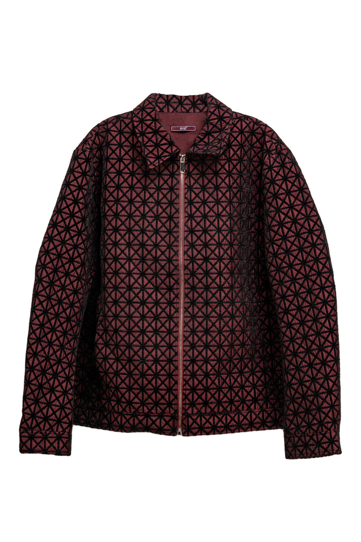 David Wej Size 48 Men's Kensington Velvet Jacquard Aviator Jacket