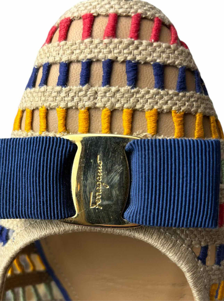 Ferragamo Size 8.5 Vara Crochet Knit Pumps