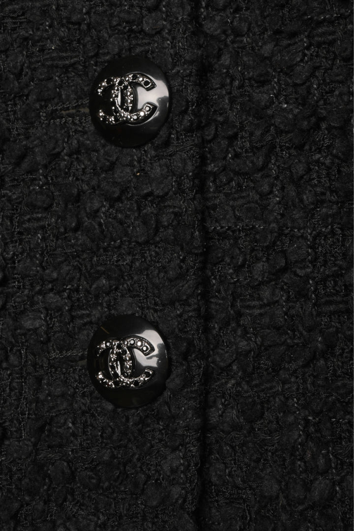 Chanel Size 36 2021 Tweed Tie Front Cropped Long Sleeve Top