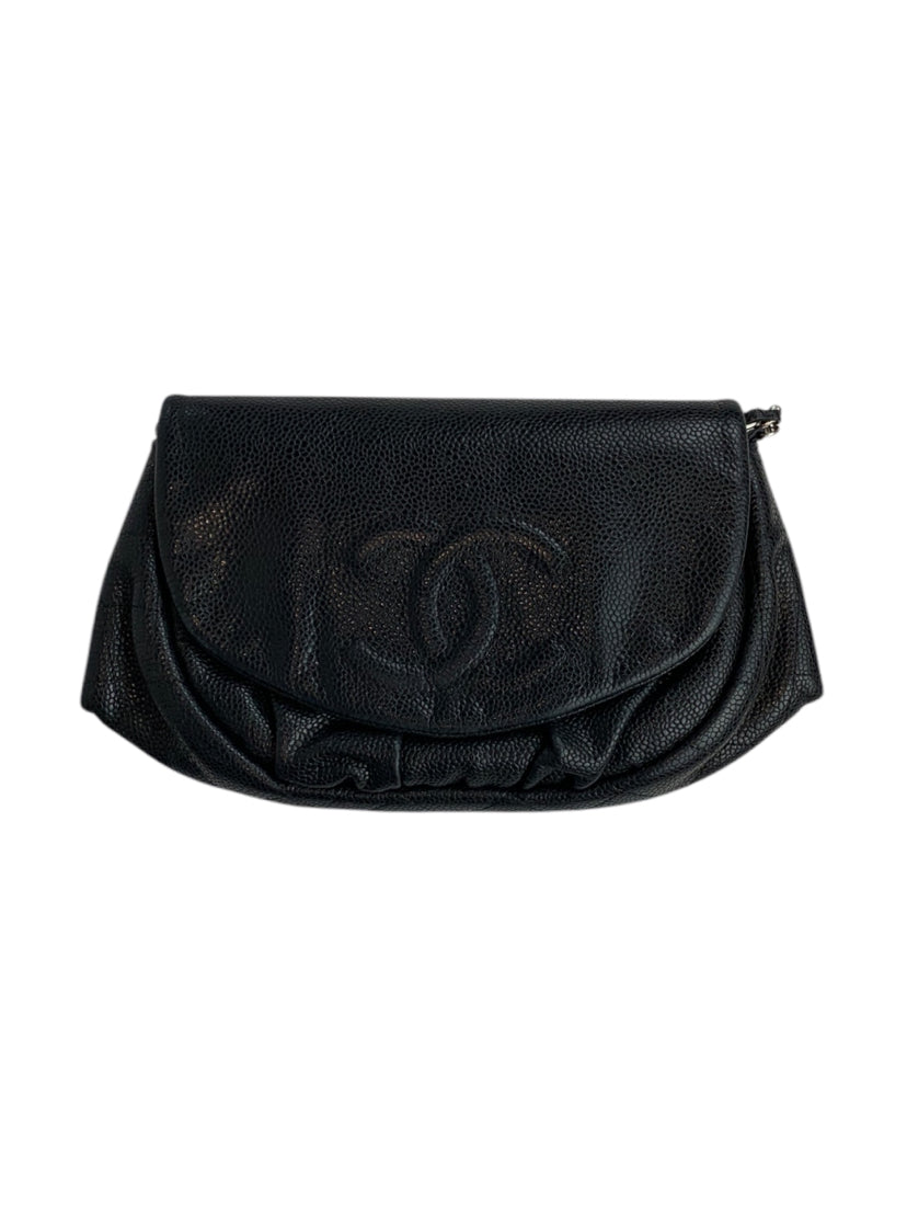 Chanel 2013-2014 Caviar Half Moon Wallet On Chain Crossbody