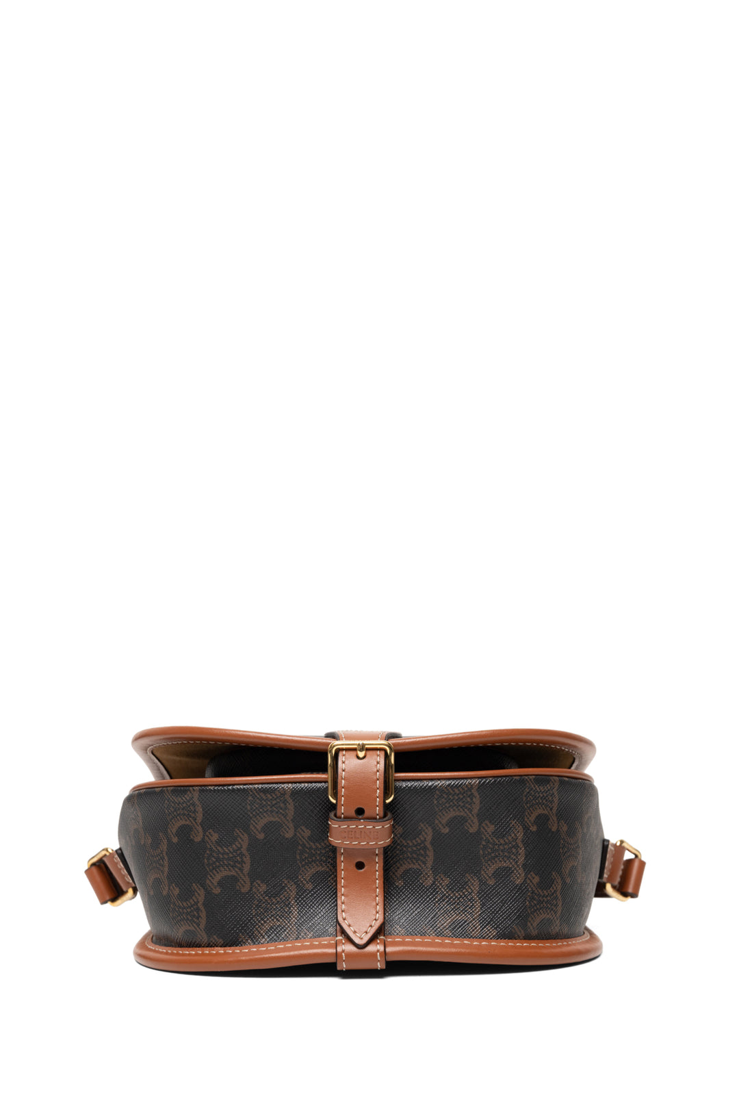 Celine 2021 Calfskin Leather & Triomphe Coated Canvas Medium Folco Crossbody