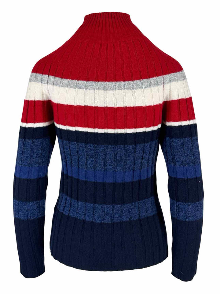 Black Goat Size M Turtleneck Cashmere Striped Sweater
