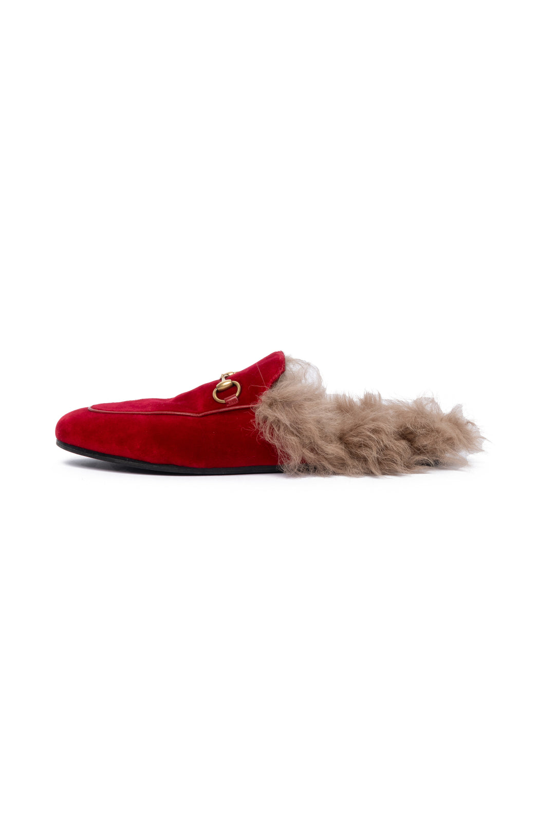 Gucci Velvet Fur Lined Princetown Horsebit Mule