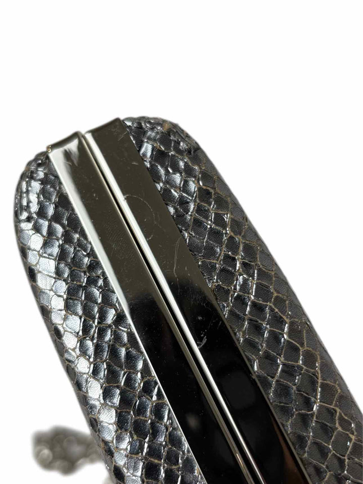 Vivienne Westwood Metallic Silver Leather Snake Print Clutch