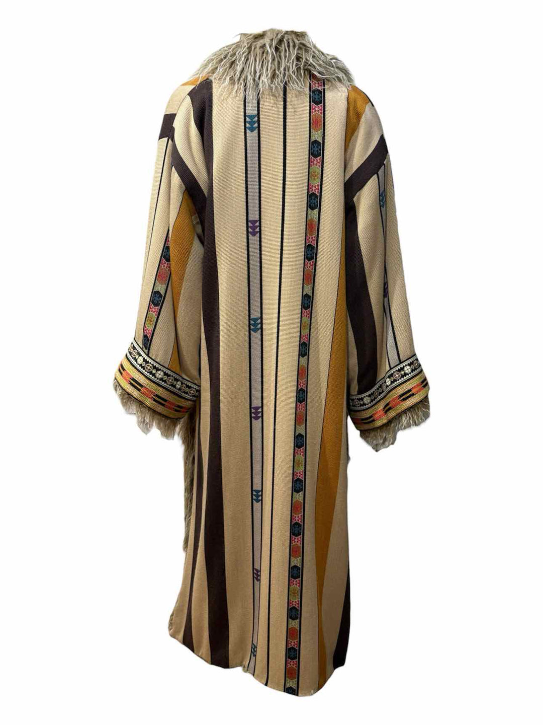 Etro Embroidered Faux Fur Lined Size 46 Coat