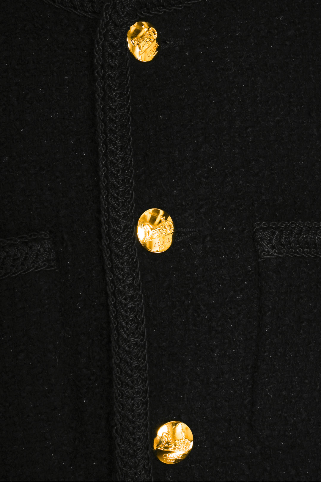 Celine Size 36 Boucle Tweed Chasseur Jacket