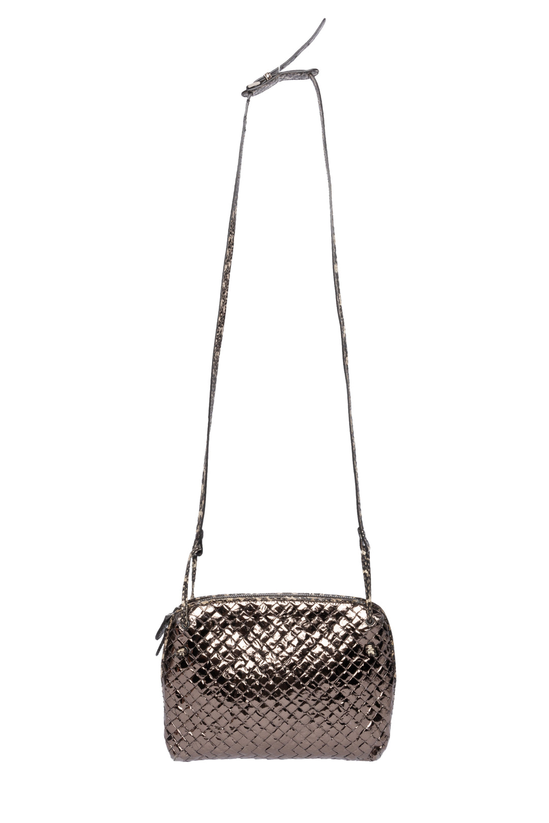 Bottega Veneta Metallic Ayers Intrecciato Nodini Crossbody