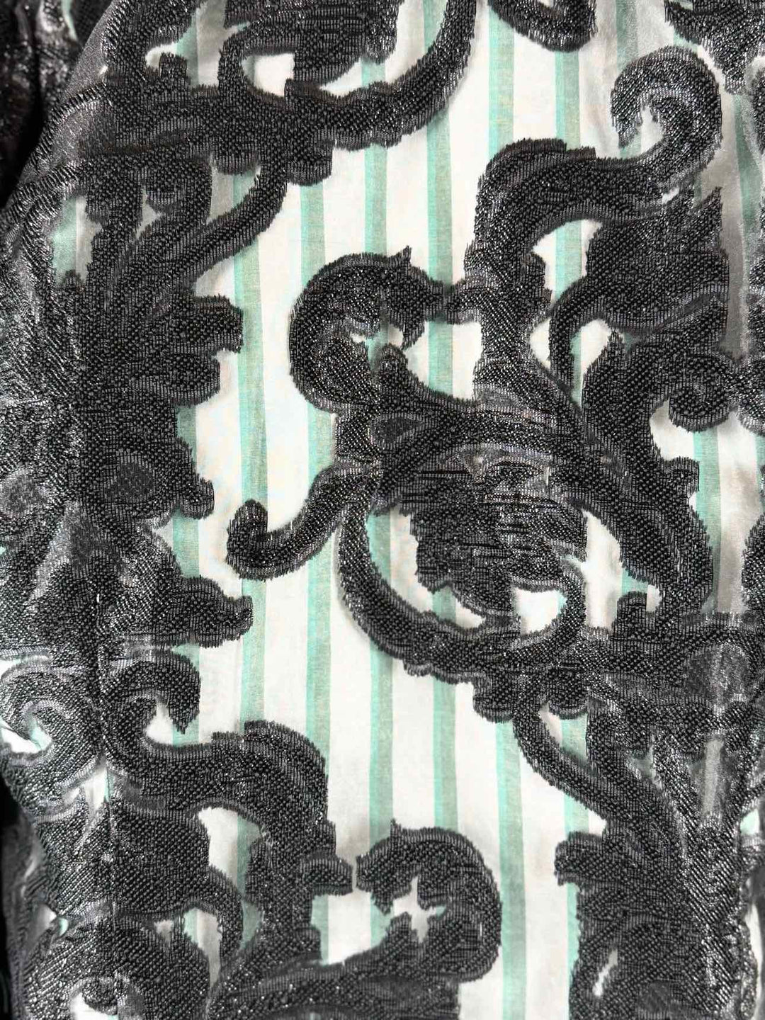 Ganni Size 38 Mixed Media Feather Sleeve Top