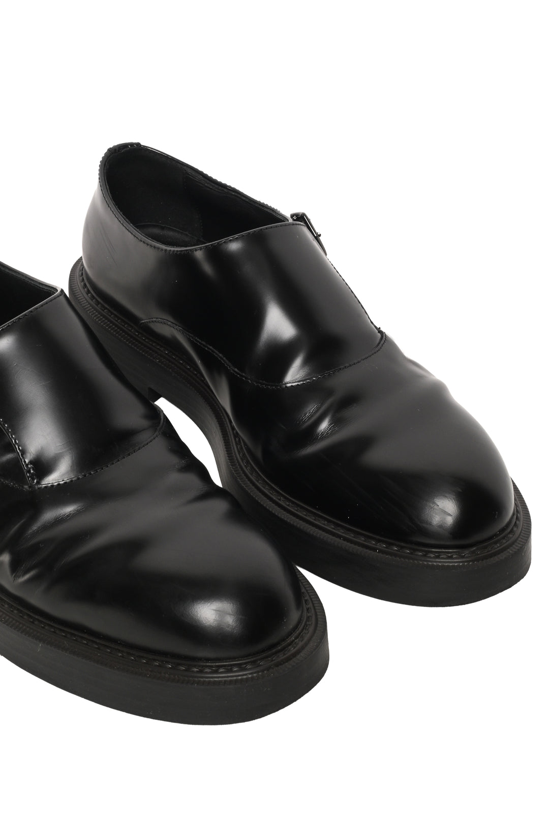 Emporio Armani Mens Shoe Size 8.5 Brushed Leather Monkstraps Loafers