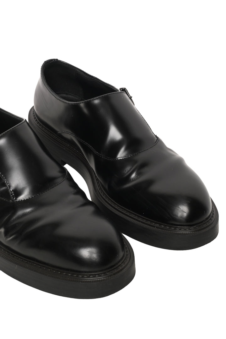 Emporio Armani Mens Shoe Size 8.5 Brushed Leather Monkstraps Loafers