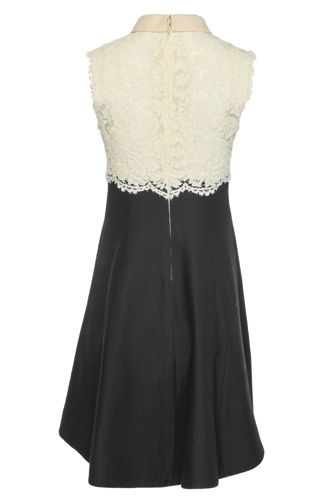 Valentino Size 4 Sleeveless Bow & Lace Wool Knee-Length Dress