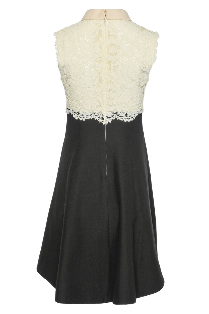 Valentino Size 4 Sleeveless Bow & Lace Wool Knee-Length Dress