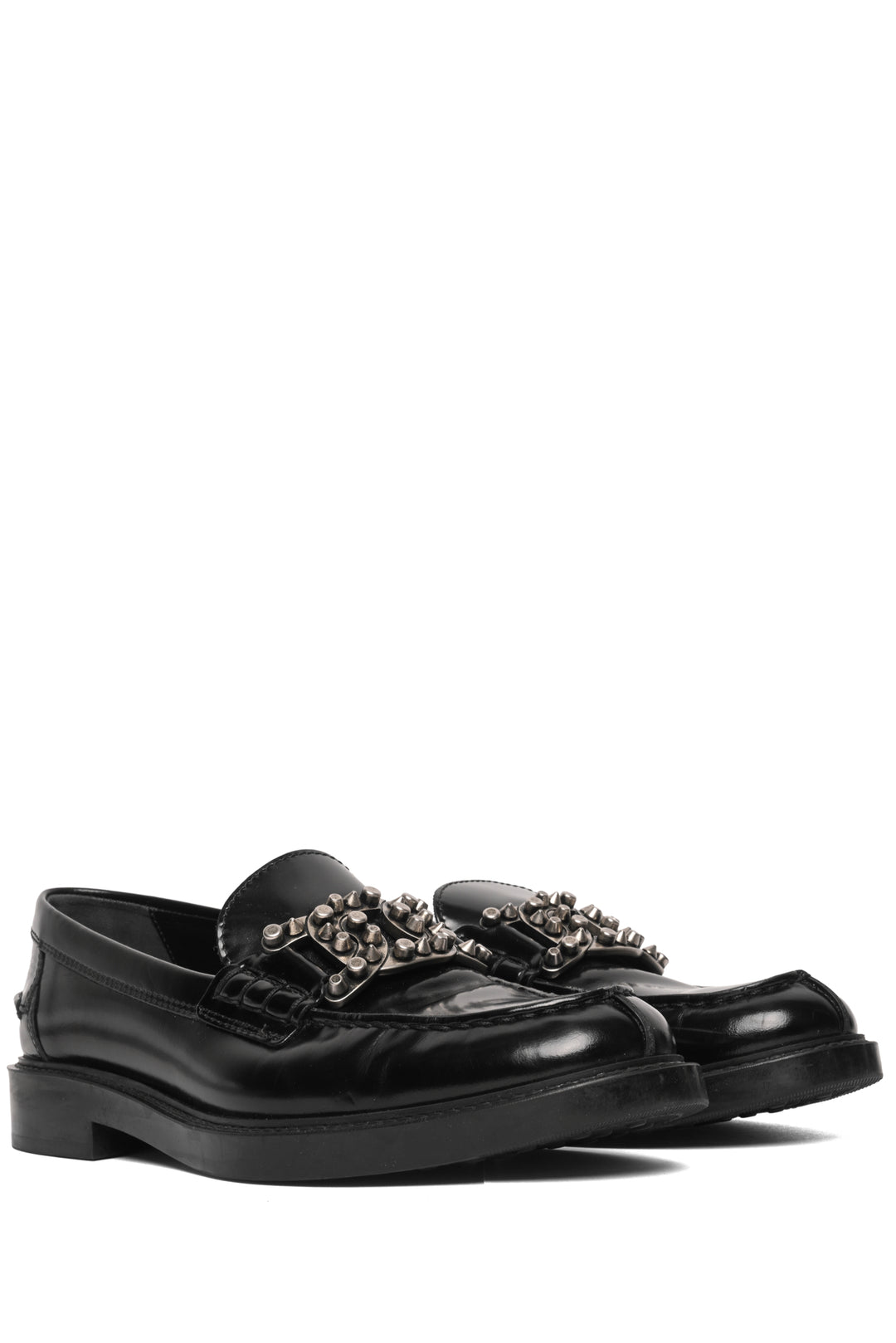 Tod's Size 37.5 Kate Studded Patent Leather Loafers