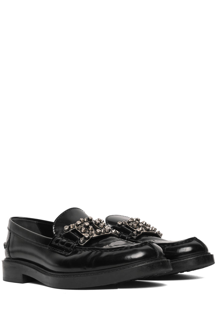 Tod's Size 37.5 Kate Studded Patent Leather Loafers