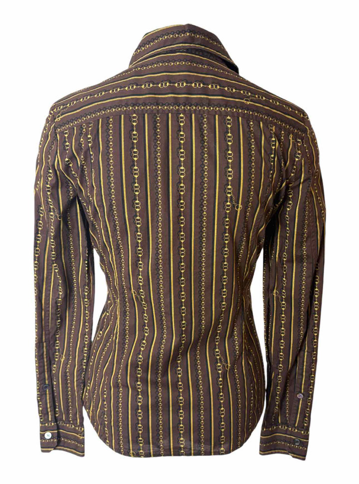 Gucci Size 42 Chain Stripe Cotton Blouse