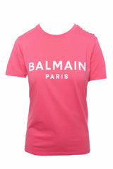 Balmain Size S 3-Button Flocked Logo T-Shirt
