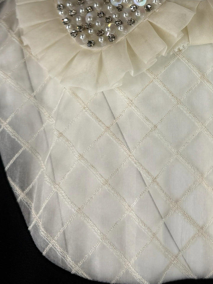 Miu Miu Size 44 2020 Embellished Organza-Detailed Cady Mini Dress