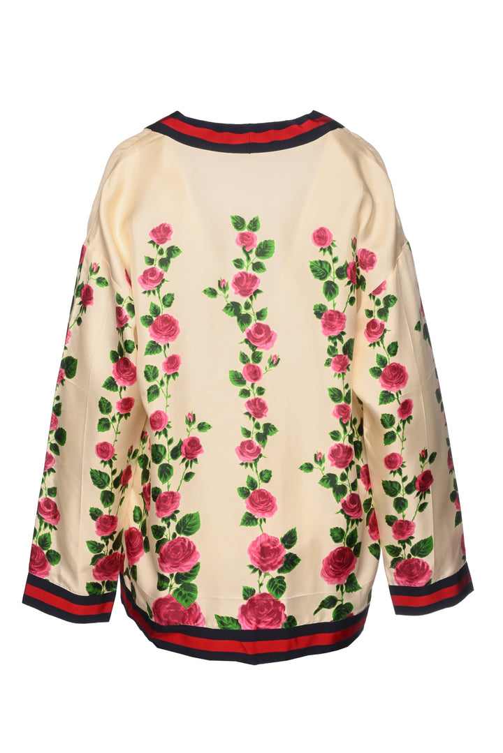 Gucci Size 40 2017 Floral Silk Cardigan
