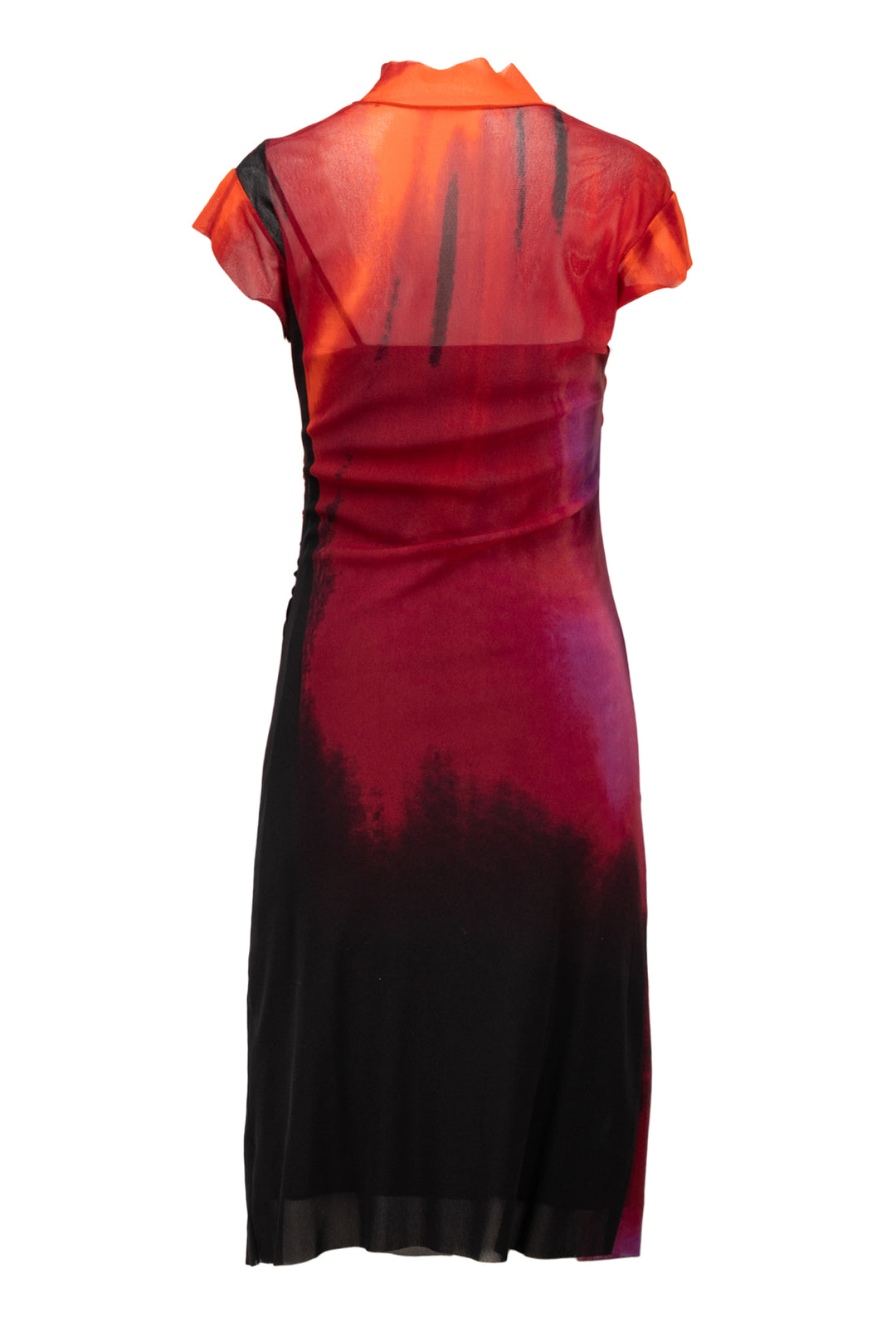 Vivienne Tam Size 1 Vintage 2000's Patterned Nylon Mesh Mock Neck Dress