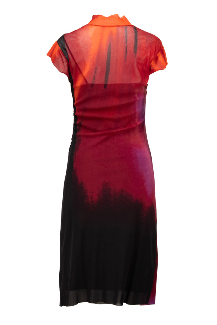 Vivienne Tam Size 1 Vintage 2000's Patterned Nylon Mesh Mock Neck Dress