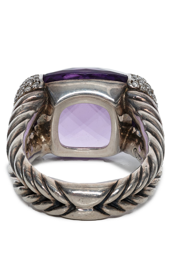 David Yurman Willow Collection Amethyst & Diamond Size 5 Ring in Sterling Silver